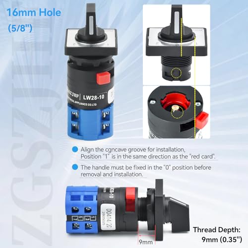 Interrupteur rotatif miniature 10A 16mm inverseur de source triphasé 690V