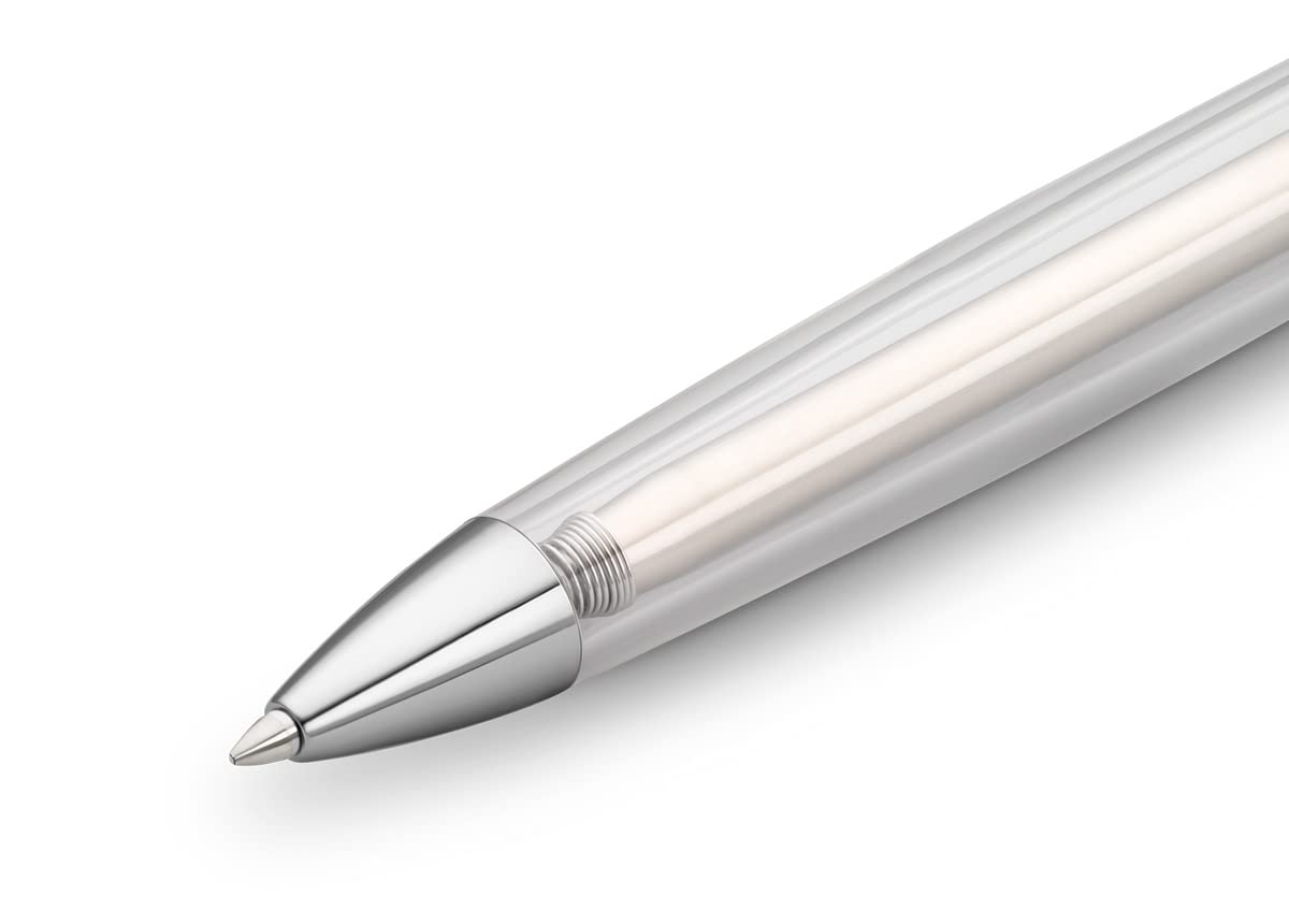 Kaweco STUDENT Ball Pen Transparent I Retractable Ballpoint Pen in Classic Design with Standard G2 Refills I Acrylic Ball Pen 13cm in Transparent with Silver Details - Image 2