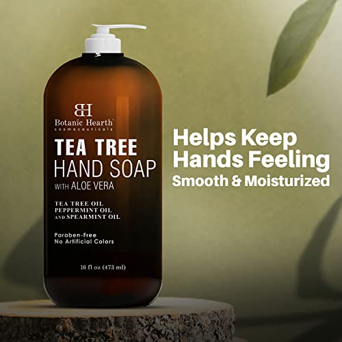 Botanic Hearth Tea Tree Liquid Hand Soap - Sulfate Free Formula - Multi Purpose Hand Wash With Aloe Vera And Therapeutic Grade Tea Tree Oil, Pump Dispenser - 16 Fl Oz #TOP2