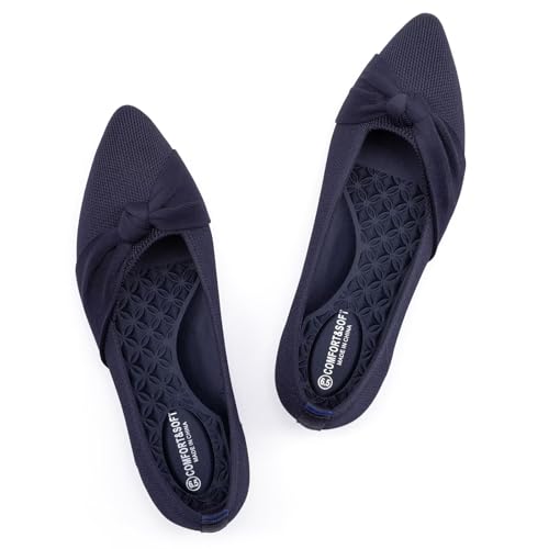 Image of Frank Mully Womens Pointed Toe Flats Knit Dress Shoes Comfort Women Shoes Softable