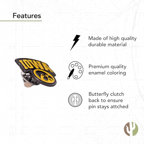 Image of Desert Cactus University of Iowa Lapel Pin IOWA Hawkeyes Made of Metal for Formal Wear, Bag and Hat Jewelry, and Tie Tack