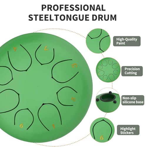 Waterproof 6-Inch 8-Note Rain Drum for Garden, Includes Bag, Mallets, Music Book