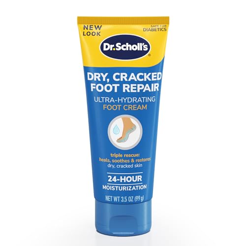 Dr Scholl’s Dry, Cracked Foot Repair Ultra-Hydrating Foot Cream Moisturizer, 3.5 oz, Skin Care Foot Lotion with 25% Urea for Dry Cracked Feet, Heals and Moisturizes for Healthy Feet