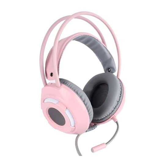 Fone de Ouvido para Jogos, Protetores de Ouvido Macios, Som Impressionante, Com Microfone, para Celular, Computador e Tablet (7.1 Canal Rosa)