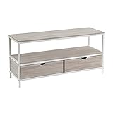 LOLAhome Mueble TV nórdico de Acero y Madera MDF en Blanco y Natural de 2 cajones, de 120x39x57 cm