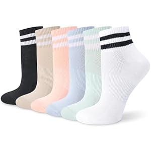 Utensilsto 6 Paar Socken Damen 35-38 Sneaker Socken Bunte Sneakersocken Retro Kurze Tennissocken Sportsocken Baumwollsocken mit Streifen Motiv Kurzsocken für Tenniss Sport Lauf Arbeit (Bunt)