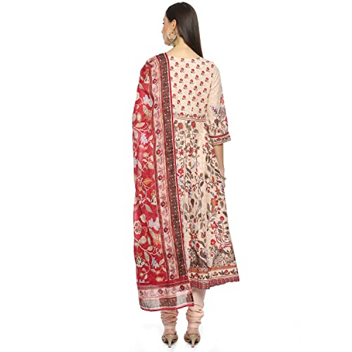 Image of BIBA Women Cotton Printed Fitted Salwar Kurta Dupatta(Skdkalamkar8356 Beige 38)