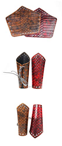VolksRose Leather Archery Arm Guard, Adjustable Hunting Shooting Arm Guard, Bracers Leather Arm Armor Guard Medieval Rivet Style Armor Costume Traditional Archery Protective Gear, 1 Piece #8 - Thumbnail 3