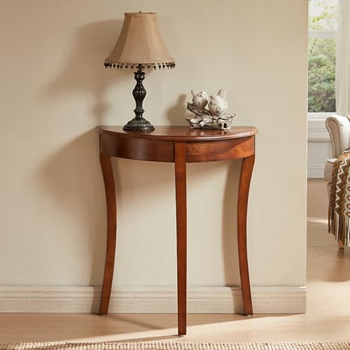 Mesa de sofá estrecha con acento sofisticado en madera maciza blanca