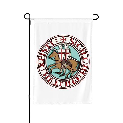 Drapeau de jardin double face pour extérieur, deux templiers, chevalier, croisé viking, décoration d'intérieur, cour, pelouse, drapeaux suspendus 31,9 x...