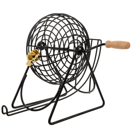 Jeu de bingo cage en fer noir compact et portable avec accessoires de loterie pour fête