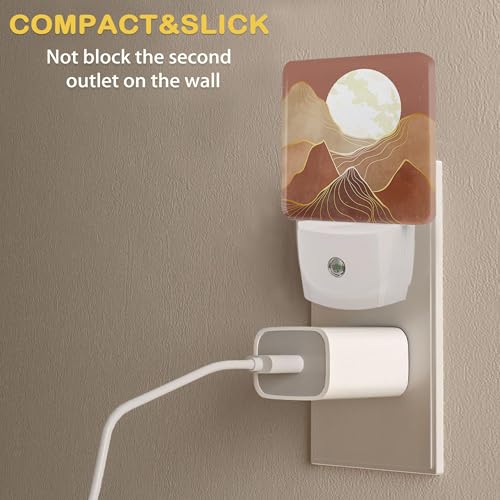Image of Abstract Mountains Sun Night Light, Plug-in Wall Led Night Lights Decor for Boys Girls Room Decor,Nightlights with Light sensors 0.5W