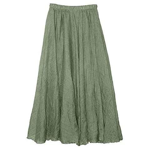 Falda larga bohemia de lino elástico para mujer Cover