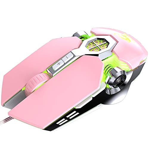 Ratón para juegos con cable, retroiluminación de respiración de arco iris, 7 botones programables, configuraciones de 7 DPI hasta 4000 DPI, ratones USB ergonómicos y ligeros para computadora portátil Cover