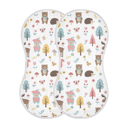 2 Pack Muslin Burp Cloths Deer Animals Cute Cotton Baby Burp Cloths Ultra Absorbent and Soft Spit Up Rags for Newborn Babies Boys Girls, Large 22