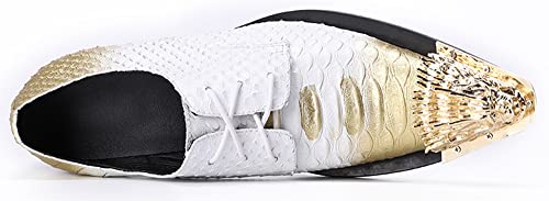 Santimon Mens Dragon Metal Pointed Toe Slip-on Shoes Formal Dress Oxfords Snake Print Business Derby Shoes4