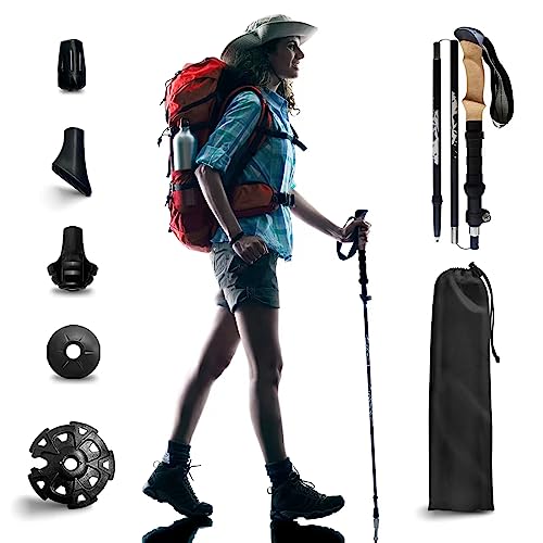 Trekking Poles - Lightweight, Collapsible Hiking Poles for Backpacking Gear, 7075 Aluminum with Cork Grip,5-Subsection Walking Stick for Hiking and Camping (Black1pc 43"-49") Trekking Poles - Lightweight, Collapsible Hiking Poles for Backpacking Gear, 7075 Aluminum with Cork Grip,5-Subsection Walking Stick for Hiking and Camping (Black1pc 43"-49")
