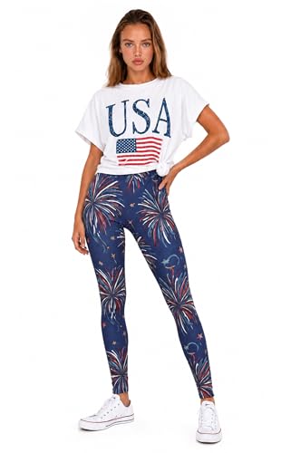 Image of sissycos Women's 80s Leggings Neon Artistic Splash Printed Buttery Soft Stretchy Pants