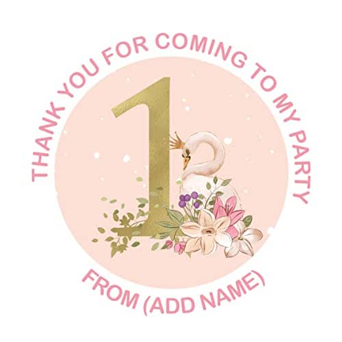24 x Personalised 1st birthday girl Stickers party bag/sweet cones