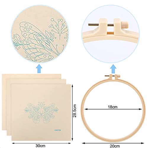 JEOPKO Cross Stitch Embroidery Kits Beginners Adults, Flower Butterfly Stamped Cross Stitch Kits, Full Range of Embroidery Starter Kit, cross stitch kits adults beginners , Tools Sewing Art Craft. - Image 3