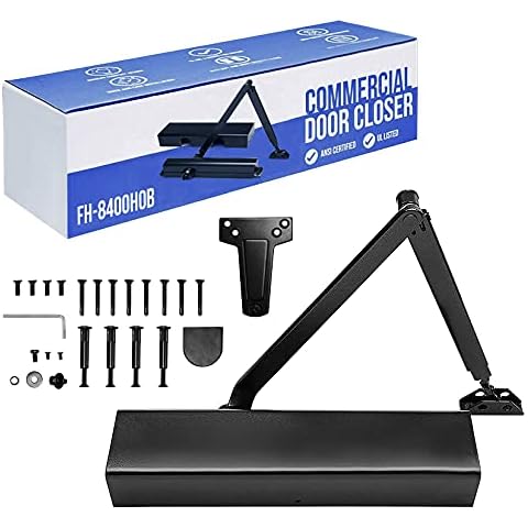 Commercial Door Closer - FS-8400 HOB - Heavy Duty Adjustable Grade 1 Standard Automatic Door Closing Hinge - ADA Compliant - Hold Open Function-Black Finish Cover