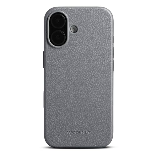 Étui en cuir pour iPhone 17 Woolnut gris anti-rayure avec doublure microfibre