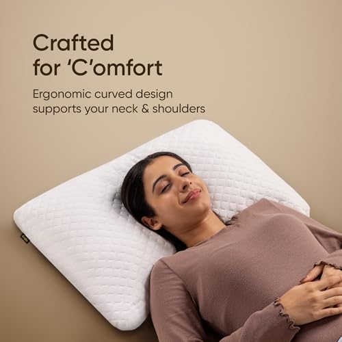 Image of Frido Crescent Adjustable Pillow for Side Sleepers, Ergonomic Neck & Shoulder Support, Customizable Loft, Cooling Airflow & Adaptive Comfort for Better Sleep, Half-Moon Shape Design, White