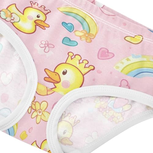 Wusikd Funny Ducks Girls' Underwear Cotton Hearts Flowers Girls Briefs Soft Toddler Underwear 2T4