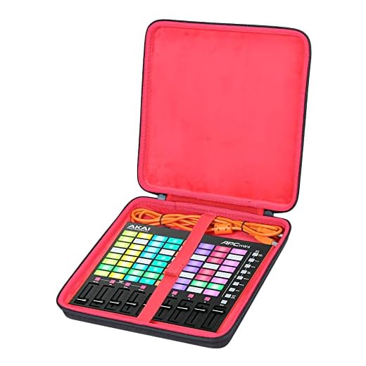 co2CREA Duro Viajar caja estuche funda para Akai Professional APC Mini MK2 USB MIDI Pad Controller(funda solo,Case Only) (Carcasa negra + Rojo interior)