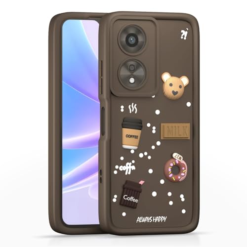 Image of Bintage Ball Bear| Donut| Milk Cake| Baby| Coffee Rubber Case Camera Protection Back Cover Compatible for Oppo A18 4G - Brown