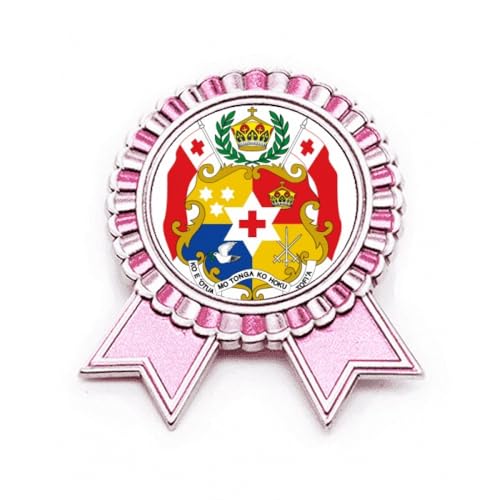 Broche emblème national Tonga rose, cadeau en métal taille M pour passionné d'Océanie