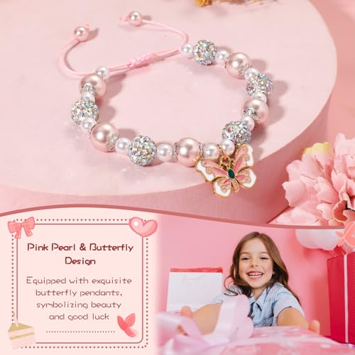 Artlunar Pink Pearl Butterfly Bracelet for Girls - 64% Off - Image 2