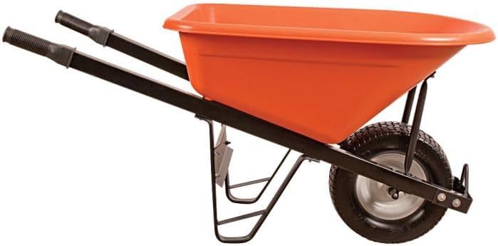 A.M. Leonard 6-Cubic-Foot Poly Tray Wheelbarrows (Steel Handles, Flat-Free Tire)