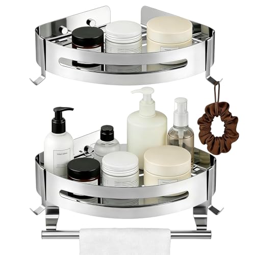 msymsyu 2 Stück Bad Eckregal Edelstahl Eckregal Bad Ohne Bohren Mit 36CM Handtuchhalter Bathroom Shelf no Drill Duschablage Ohnebohren Silber Regal Dusche Ohnebohren für Aufbewahrung Badezimmerartikel msymsyu 2 Stück Bad Eckregal Edelstahl Eckregal Bad Ohne Bohren Mit 36CM Handtuchhalter Bathroom Shelf no Drill Duschablage Ohnebohren Silber Regal Dusche Ohnebohren für Aufbewahrung Badezimmerartikel