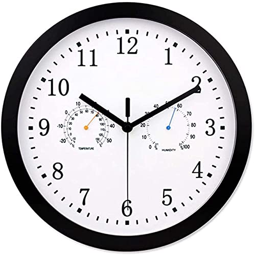 CKKNILV Wall Clock, Outdoor Garden Wall Clock, 12 Inch Large Mute Garden Clock with Thermometer and Hygrometer Waterproof Outdoor Clock Indoor Outdoor Decoration Outside Clock Q