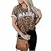 Womens Madre Leopard Print T-Shirts Short Sleeve Mama Shirts Cheetah Mom Graphic Tees Tops M Madre