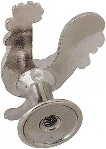 Chicken Knobs, Rooster Knobs for Cabinet and Drawers, Decorative Gold Zinc Metal Rooster Shaped Knob Pull Handle for Kitchen Cupboard Closet Dresser Hardware Furniture Handles 4pcs (Silver)