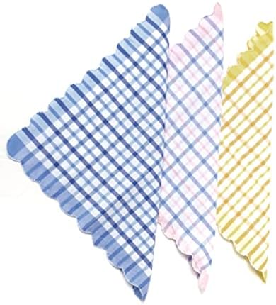 ANVIK Women/Lady Cotton Check Pattern Handkerchief .Hanky for Kids Boys Girls for School (Multicolour) Pack of 12, Multicolour, EXTRA LARGE