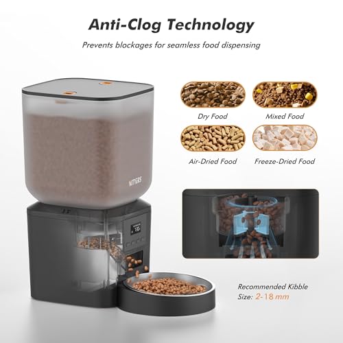 Automatic Dog Feeder - 8L/34 Cups Large Capacity Automatic Cat Food Dispenser with LCD Screen, Large Food Tray, Battery Operated, Timed Cat Feeder, Up to 50 Portions 6 Meals Per Day, Keeps Fresh - Image 5