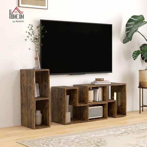 HOMCOM TV Stand for TVs up to 75 Inches, Free Combination TV Unit with Storage Shelves, Extendable Entertainment Centre for Living Room, Rustic Brown