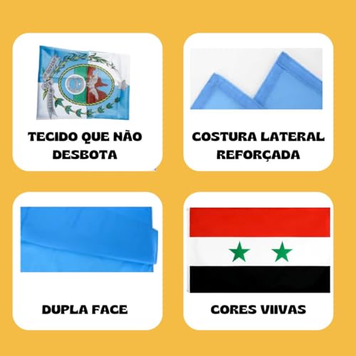 Bandeira da Síria 90 x 150 cm C/Anilhas p/Mastro Costurada Excelente p/Exteriores