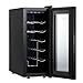Barcool VINO12 – Table-Top Slim Wine Cooler Fridge Black | 5-18°C | 12 Bottle Wine Fridge | LED + Digital Display | UV-Tempered Glass Door Drinks Cellar | Single-Zone