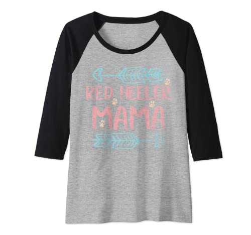 Mujer Red Heeler Mama Shirt Cattle Dog Lover Owner Funny Dog Mom Camiseta Manga Raglan