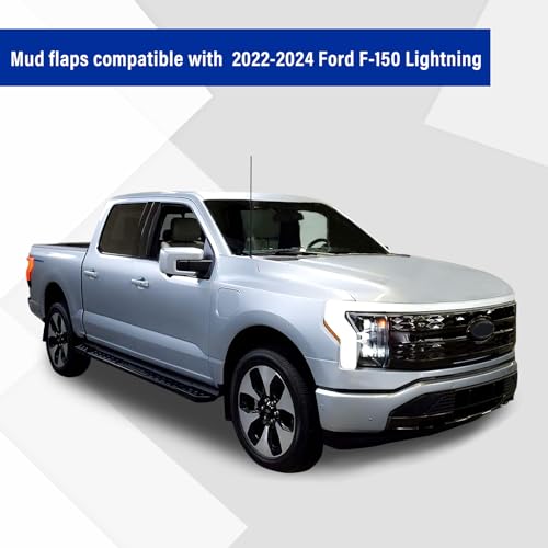 Image of Mud Flaps Kit for 2022-2024 Ford F-150 Lightning Mud Flaps Kit Mud Splash Guard Front and Rear 4-PC Set Fender Mud Guard Accessories No Need to Drill Holes, Black