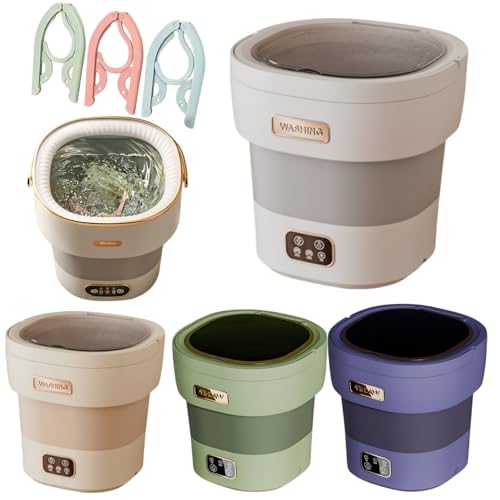 Mini Lavadora Compacta Con Secadora, Plegable De 12 l. Diseño Portátil Para Viajes, Calcetines y Ropa Interior. Silenciosa y Ahorra Energía. Perfecta Para Hogares Pequeños. (Verde Claro)