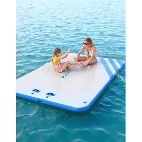 Garvee Inflatable Floating Dock Air Dock Platform Floating Island Raft with Rope Ladder Non-Slip Surface Swimming Water Platform for Pool Beach Ocean