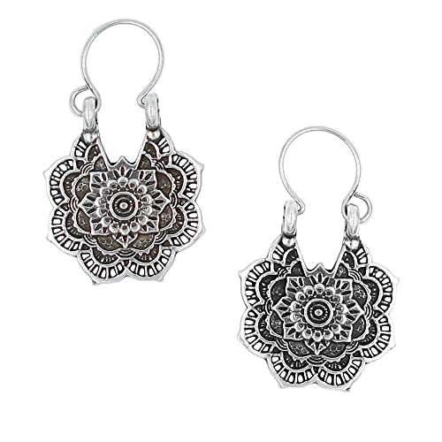 Pendientes mandala plata - Los pendientes flor de mandala son de estilo bohemio a la vez que vintage