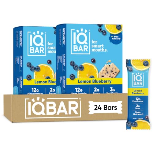 IQBAR Clean High Protein Snack Bars, Low Sugar Keto, Lemon Blueberry 24ct