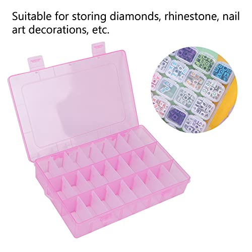 Image of Yosoo Nail Art Storage Box, 24 Grid Pink Empty Nail Boxes Nail Tips Nail Art Storage Box Plastic Bead Decoration Organizer Case DIY Handmade Gifts Nail Art Supplies Nail Art Container For Beads