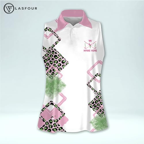 Personalized Sleeveless Funny Golf Shirts for Women, Flamingo Golf Shirts for Ladies, Custom Women's Golf Shirt4